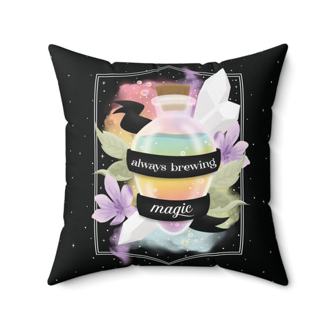 Always Brewing Magic Vegan Suede Pillow | Goddess Provisions