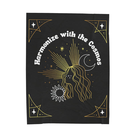 Harmonize With the Cosmos Velveteen Plush Blanket | Goddess Provisions