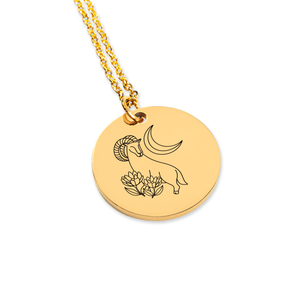 Aries Zodiac Illustration Coin Necklace