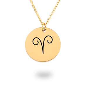 Aries Zodiac Symbol Coin Necklace