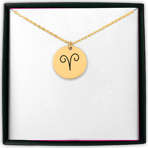 Aries Zodiac Symbol Coin Necklace