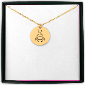 Cancer Zodiac Illustration Coin Necklace