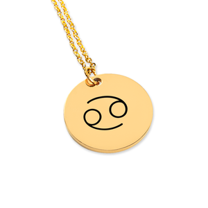 Cancer Zodiac Symbol Coin Necklace