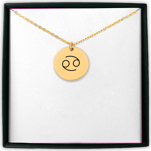 Cancer Zodiac Symbol Coin Necklace