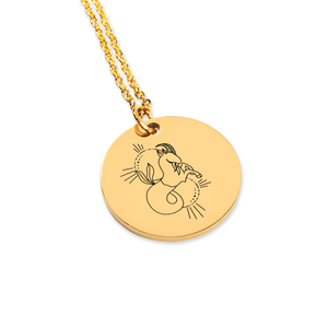 Capricorn Zodiac Illustration Coin Necklace