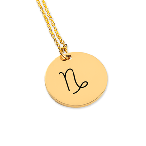 Capricorn Zodiac Symbol Coin Necklace