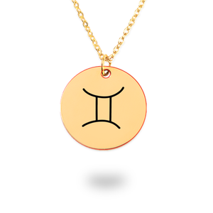 Gemini Zodiac Symbol Coin Necklace