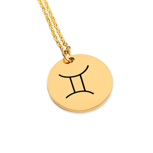 Gemini Zodiac Symbol Coin Necklace