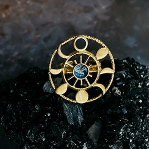 Earth & Moon Phase Cocktail Ring