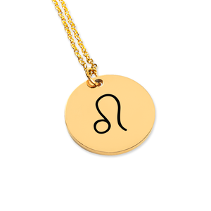 Leo Zodiac Symbol Coin Necklace