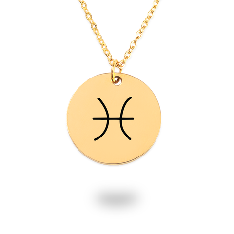 Pisces Zodiac Symbol Coin Necklace