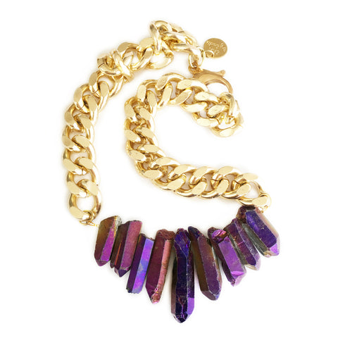 Rocked Up Crystal Quartz Necklace - Purple