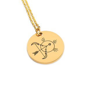 Sagittarius Zodiac Illustration Coin Necklace