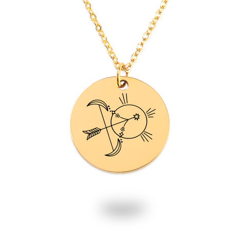 Sagittarius Zodiac Illustration Coin Necklace