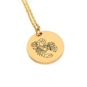 Scorpio Zodiac Illustration Coin Necklace