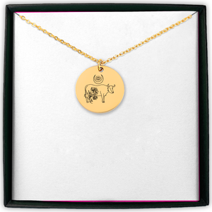 Taurus Zodiac Illustration Coin Necklace