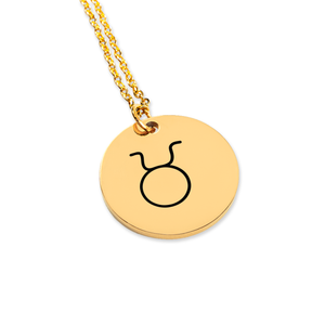 Taurus Zodiac Symbol Coin Necklace