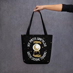 My Path Unfolds With Divine Timing Tote Bag | Goddess Provisions