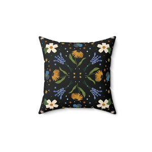 Blue Floral Vegan Suede Pillow | Goddess Provisions