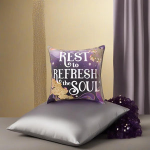 Rest to Refresh the Soul Vegan Suede Pillow | Goddess Provisions