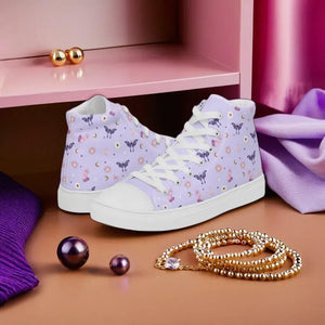Lavender Crystal Moon Moth Hightop Sneakers | Goddess Provisions