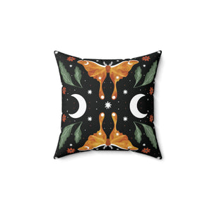 Orange Moon Moth Vegan Suede Pillow | Goddess Provisions