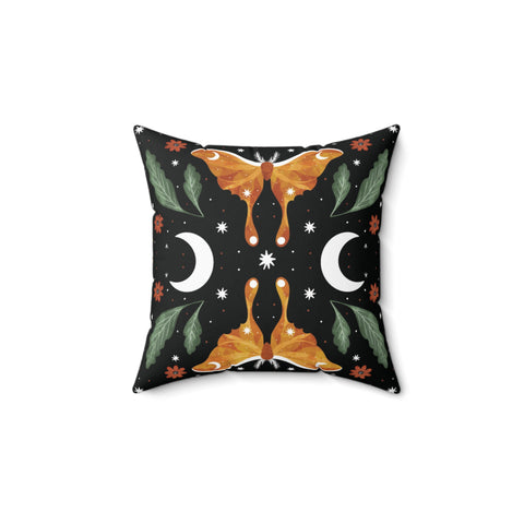 Orange Moon Moth Vegan Suede Pillow | Goddess Provisions