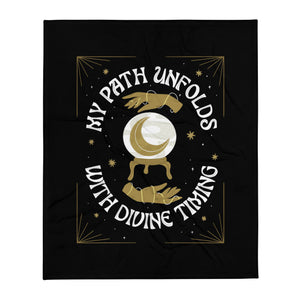 My Path Unfolds With Divine Timing Throw Blanket | Goddess Provisions