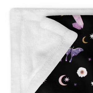 Black Crystal Moon Moth Throw Blanket | Goddess Provisions