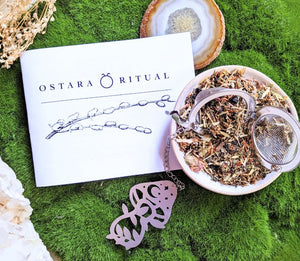 Ostara Ritual Tea & Ostara Booklet by Magic Fairy Candles and Herbal Alchemy Tea Infuser available at Goddess Provisions