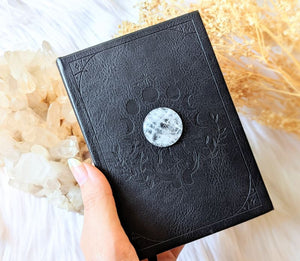 Mystical Musings Divination Diary with crystals in the background